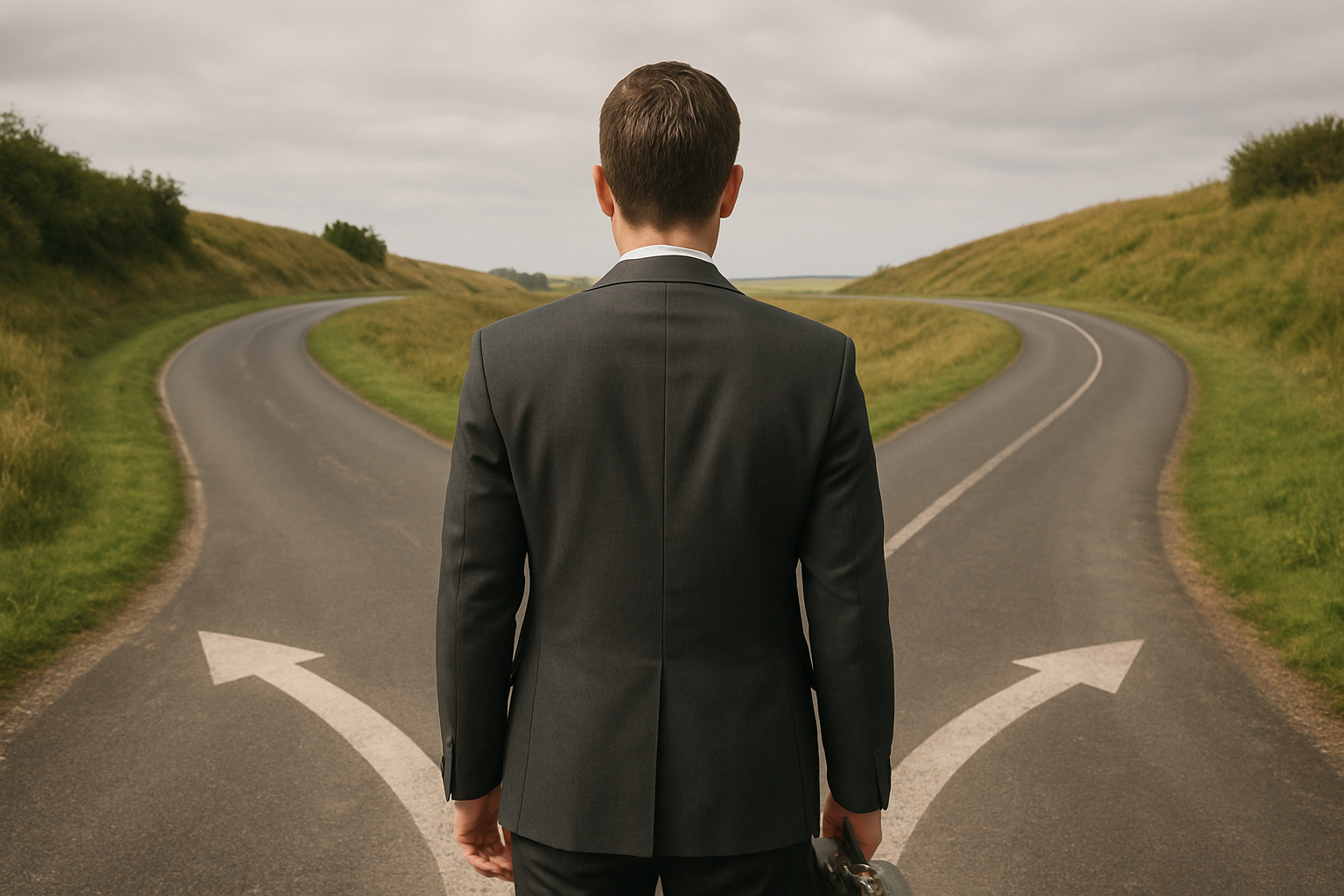 photographic a depict of a business advisor facing into a two separate road