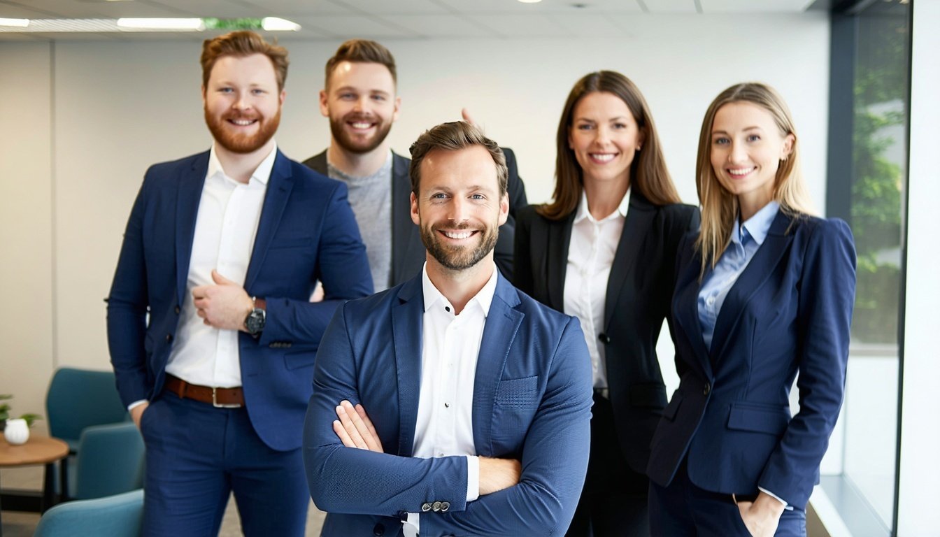 a corporate team photo